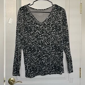 Lane Bryant 14/16 Leopard Print V-Neck Long Sleeve Top